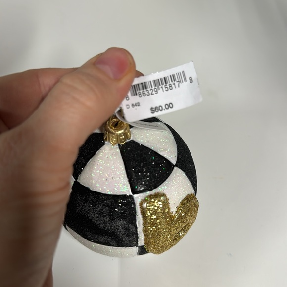 *NEW* BLOOMINGDALES EXCLUSIVE BLACK AND WHITE GLITTER BALL ORNAMENT - Picture 8 of 8